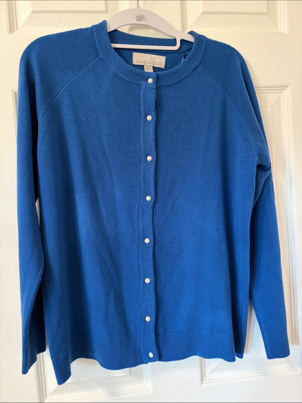 Carolyn Taylor Royal Blue Pearl-Button Cardigan, PL